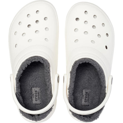Crocs Men's and Women's Classic Lined Clog, White/Grey 2, US Men 5/Women 7
