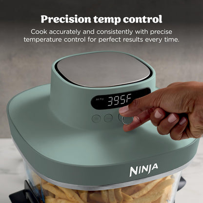 Ninja Crispi Pro 6-in-1 Glass Air Fryer | With Nontoxic, 6qt & 2.5qt Containers & Lids | Microwave, Freezer, Dishwasher Safe | 450°F Max Temp | 1800 Watt | Ash Grey | AS101DG