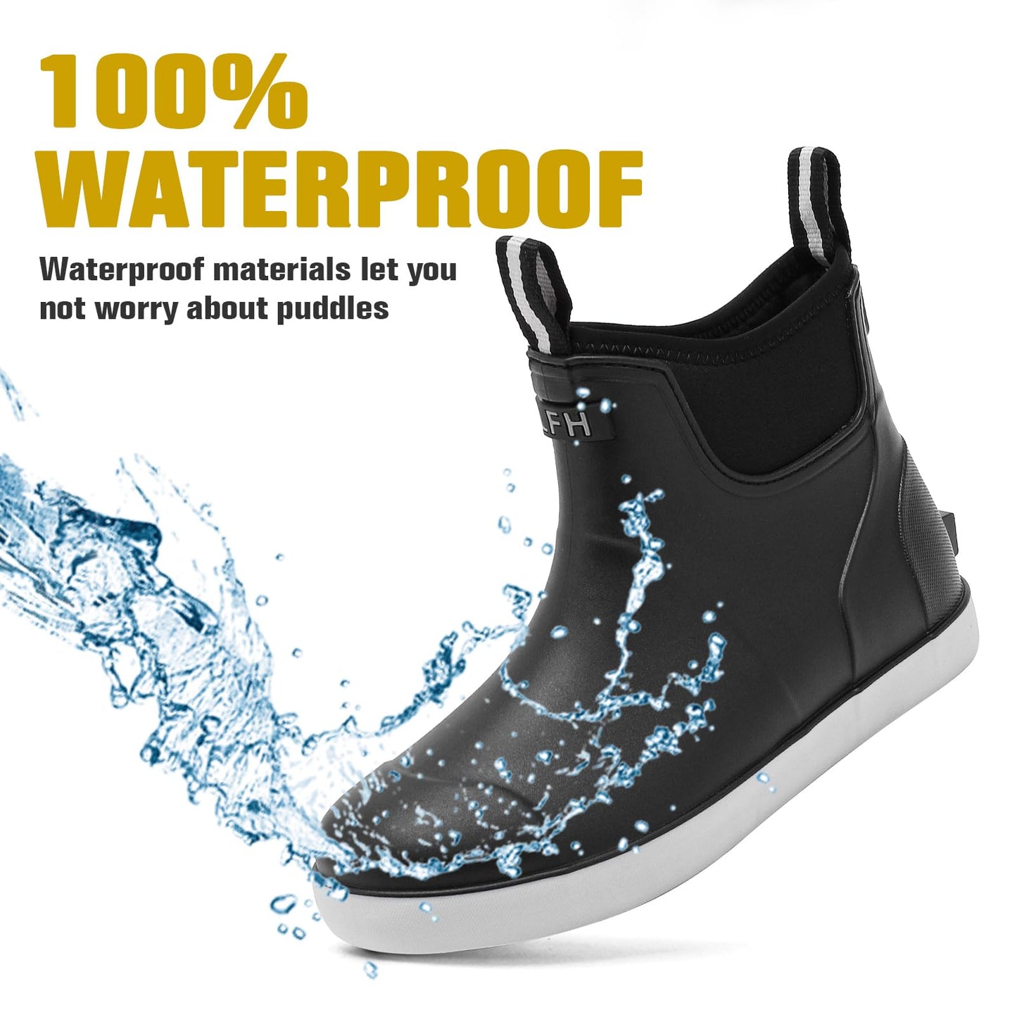 CKWLXQY Men's Deck Boots, Waterproof Ankle Rain Boots Men Anti-Slip Traction, Outdoor Rubber Fishing Garden Boots High-Performance Shoes for Farming
