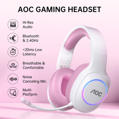 AOC Auriculares Inalámbricos para Juegos (Rosa)