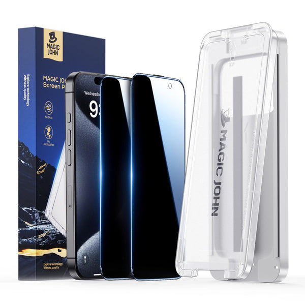MAGIC JOHN Protector de Pantalla de Privacidad de 3ra Generación para iPhone 15 Pro (Paquete de 2)