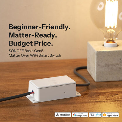 SONOFF Interruptor Inteligente Wi-Fi Basic-1GS Gen5 (Paquete de 4 / Blanco)