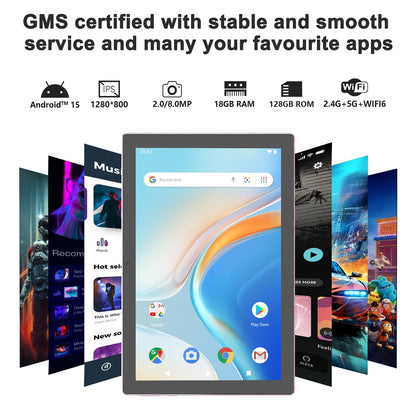 IWEGGO Android 15 Tablet, 10 Inch 18GB RAM+128GB ROM/ 2TB Expandable Tablet, 2.0GHz Quad-core Processor, 1280*800 HD Touch Screen, 5G WiFi6 BT 5.0, 2 in 1 Tablets with Keyboard Case Mouse Stylus Pink