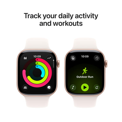 Apple Watch Series 11 [GPS 46mm] Smartwatch with Rose Gold Aluminum Case with Light Blush Sport Band - M/L. Sleep Score, Fitness Tracker, Health Monitoring, Always-On Display, Water Resistant