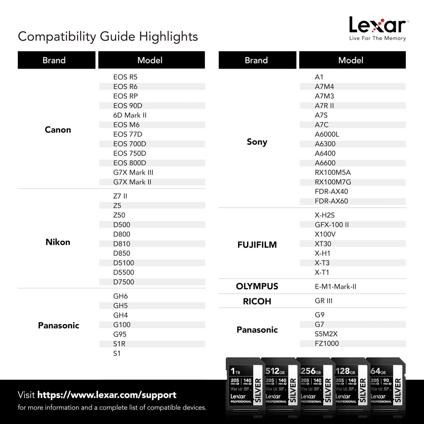Lexar 256GB Professional Silver SD Card, UHS-I, C10, U3, V30, 4K, Up to 225/160 MB/s SDXC Memory Card, for Photographer, Videographer, Enthusiast (LSDSILV256G-BNNNU)