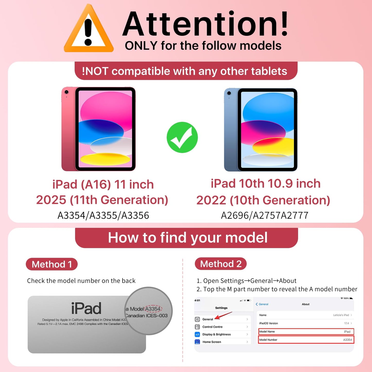MoKo Funda Tríptica para iPad 11ª y 10ª Generación (Rosa)