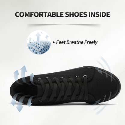XRH Women Black Canvas High Tops Sneaker for Walking, White Non Slip Hi Top Lace up Shoes, Casual Fashion Mid Top Sneaker(Comfortable, Breathable, Classic)(Black, US10)