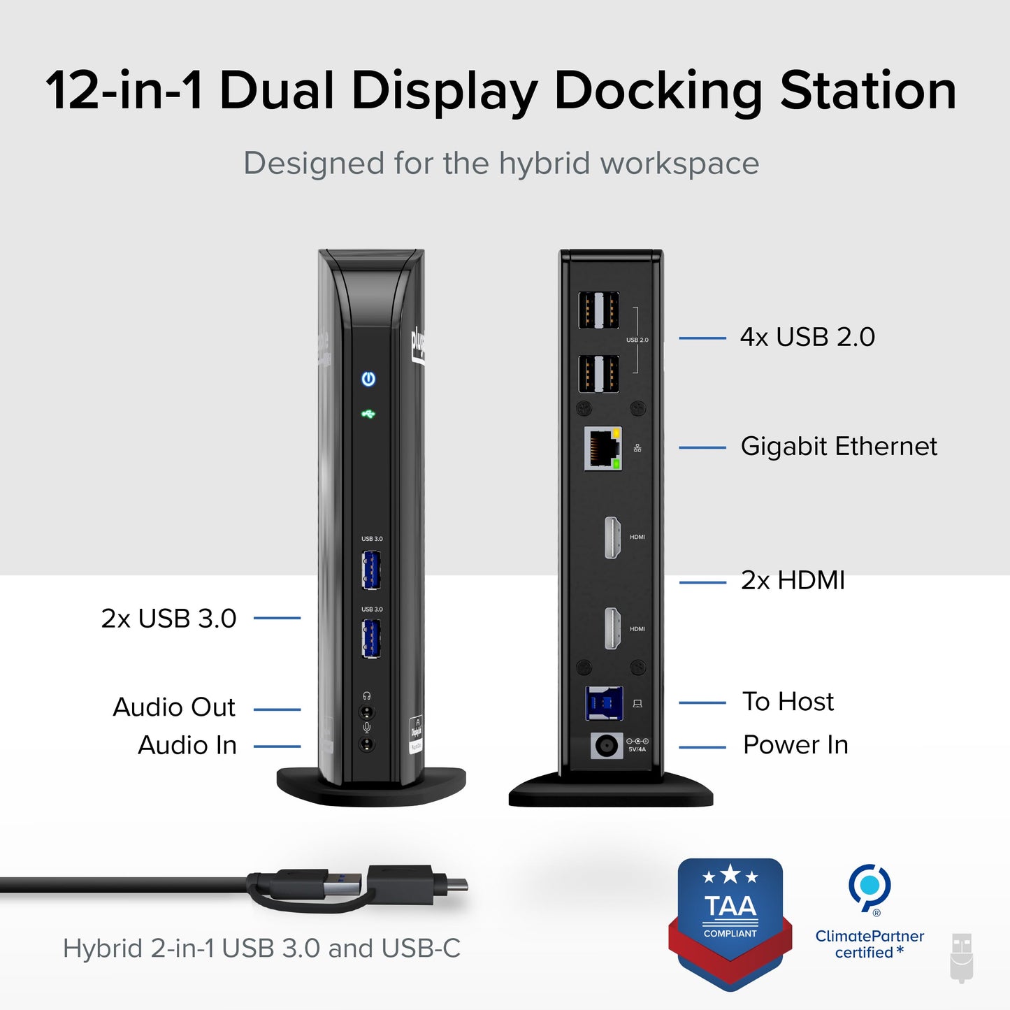 Plugable Estación de Conexión Universal para Laptop (Dual HDMI / 6 Puertos USB)
