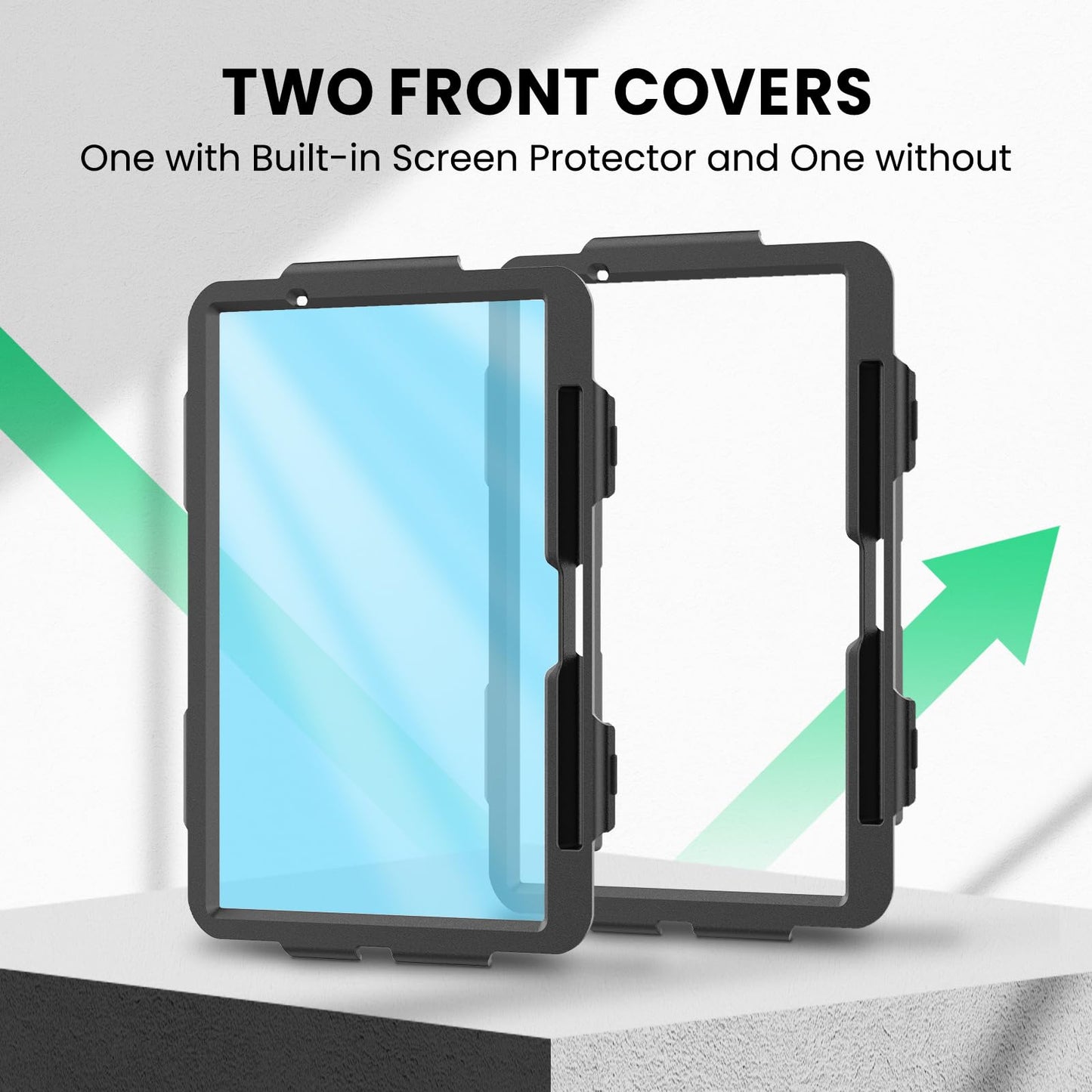 SEYMAC Case for iPad Air 11 Inch M4 / M3 / M2 (2026/2025 / 2024), Heavy Duty Shockproof Protective Case with Screen Protector, 360° Rotating Stand and Hand/Shoulder Strap, Black