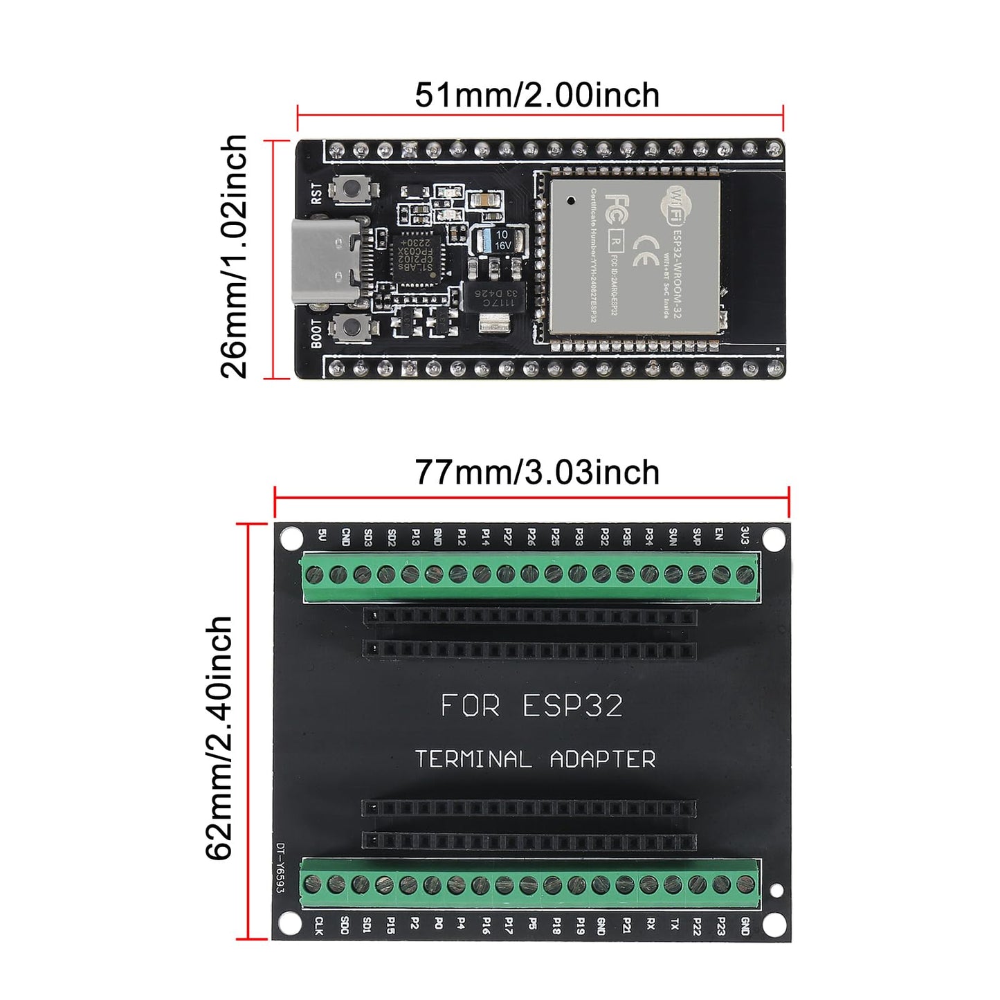 AITRIP Kit de Placa de Desarrollo ESP32 de 38 Pines (Paquete de 3 Sets)