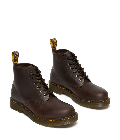 Dr. Martens Unisex 101 6 Eye Leather Boot, Dark Brown Crazy Horse
