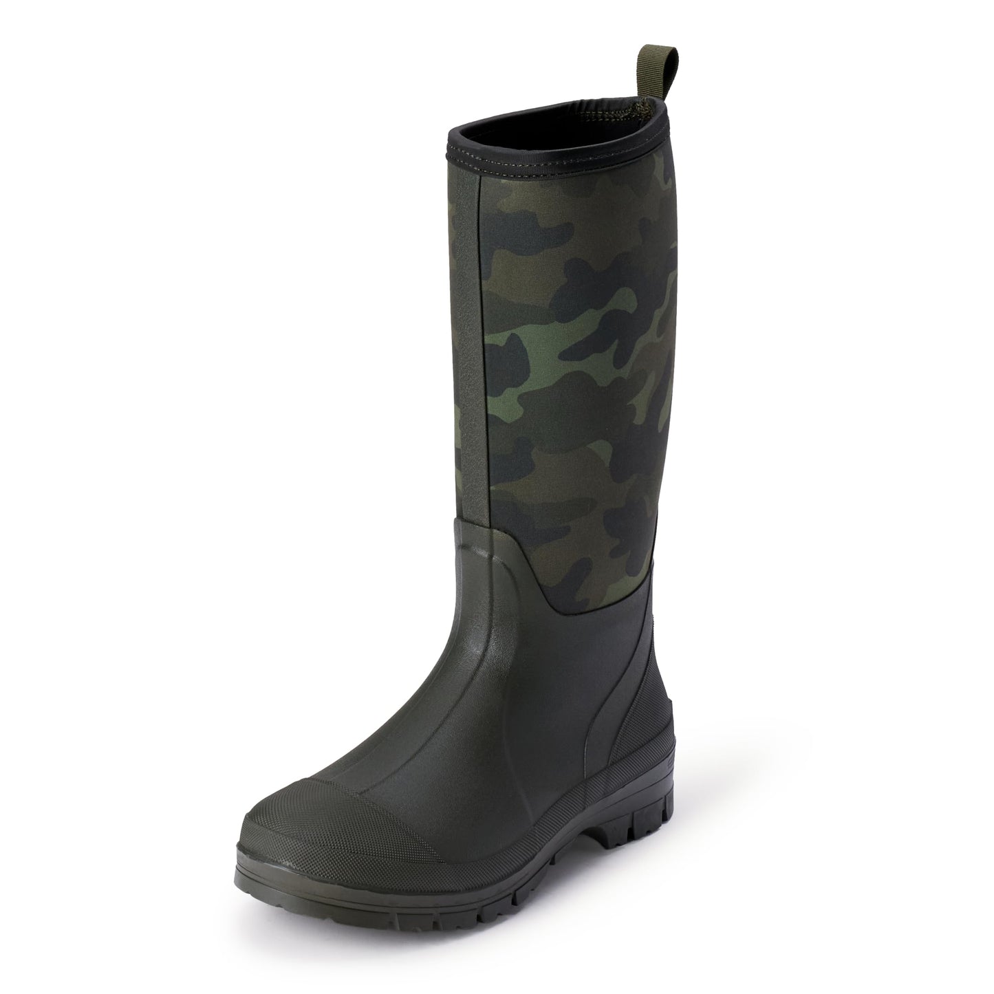 Amazon Essentials Men's Waterproof Neoprene Rubber Rain Boot, Camo/Olive