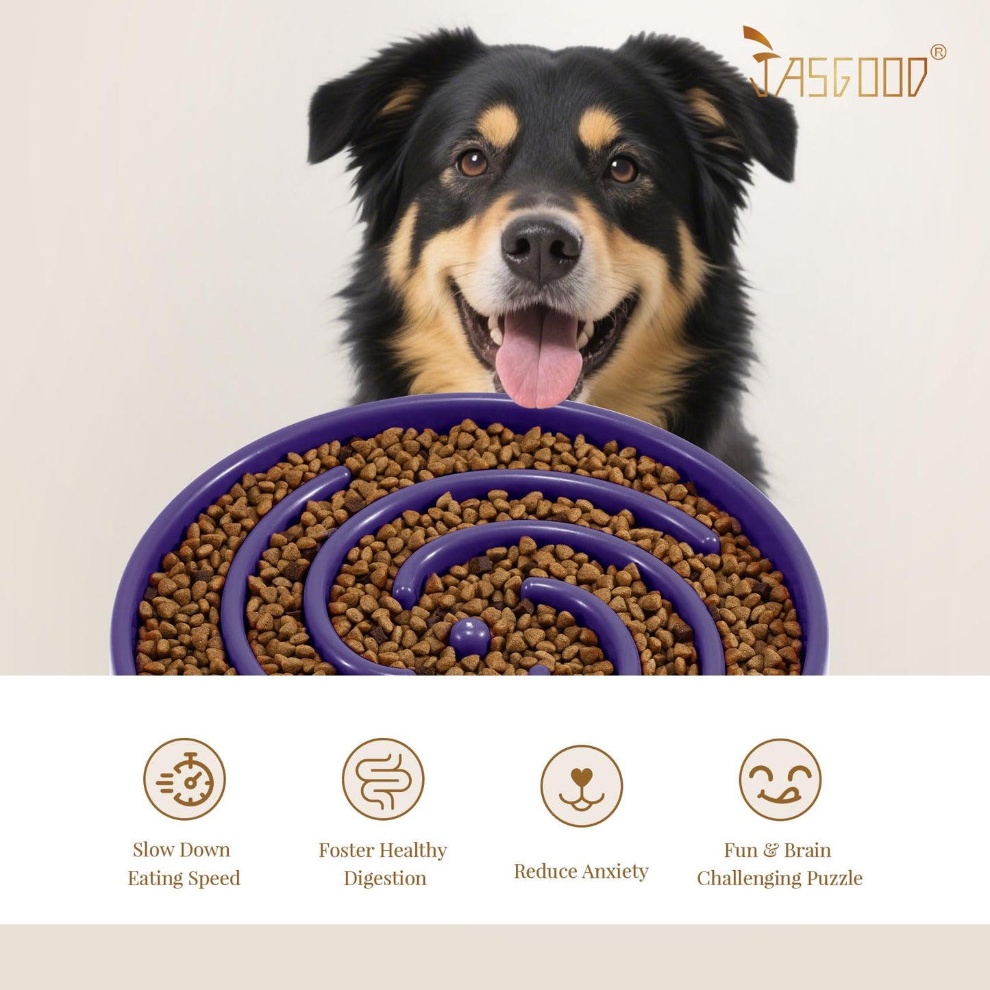 JASGOOD Tazón de Alimentación Lenta para Perros Grandes
