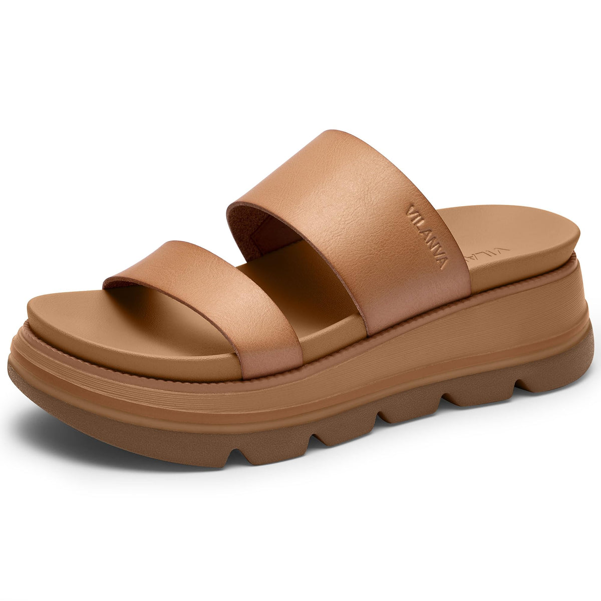 Vilanva Women's Platform Slip on Sandals Lightweight Comfortable Non-Slip Vacation Beach Chunky Slides Open Toe Wedges for 2026 Summer Trendy Outfits