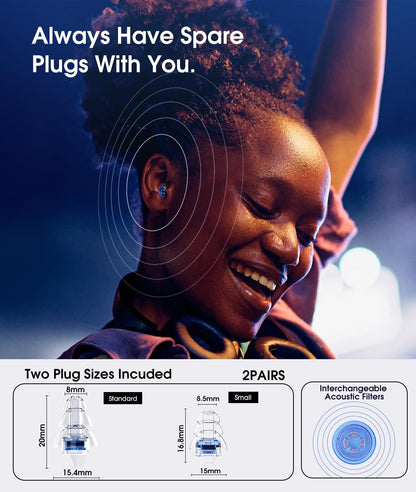 Hearprotek Tapones para los Oídos de Alta Fidelidad para Conciertos (2 Paquetes)