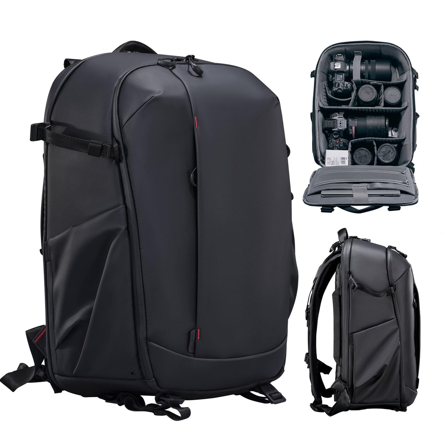 ULANZI Camera Backpack Professional Bag, Water-Resistant Photography Camera Case Anti Theft Travel for Photographers DSLR Mirrorless Camera Lens Tripod Holder 16" Laptop Black 22L