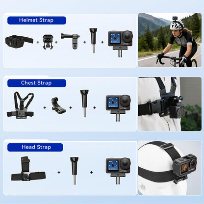 DJI Osmo Action 5 Pro Waterproof Action Camera Bundle, 1/1.3" Sensor, 4K/120fps Video, 47GB Built-in Storage, Original Standard Combo + 58 Piece Accessory Kit + 2 Extra Batteries + Extra 64GB Card