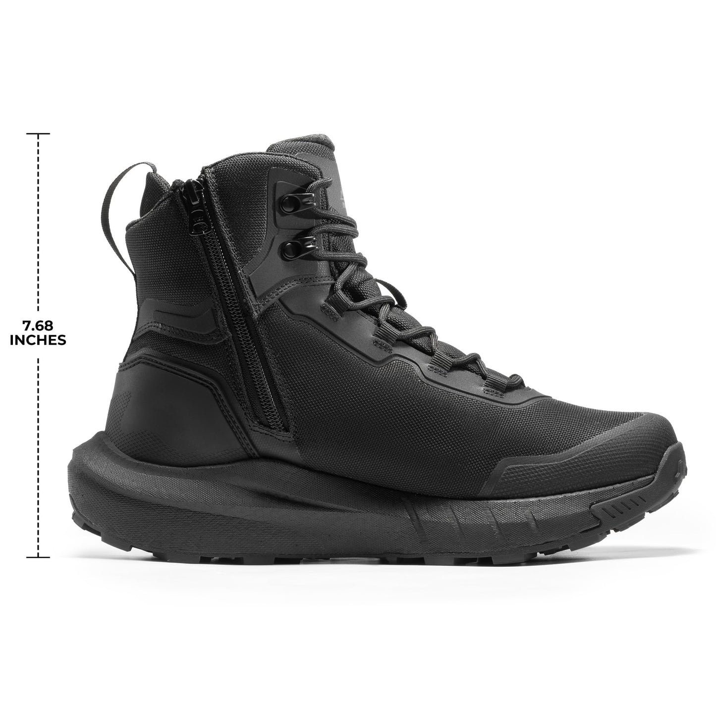 NORTIV 8 Men's Tactical Hiking Boot Lightweight Cushion Sole Boots for Work All Day Side Zipper Motorcycle Combat Military Boot Arch Support 8 Inches Terrascope, Black, NMUMMT2503