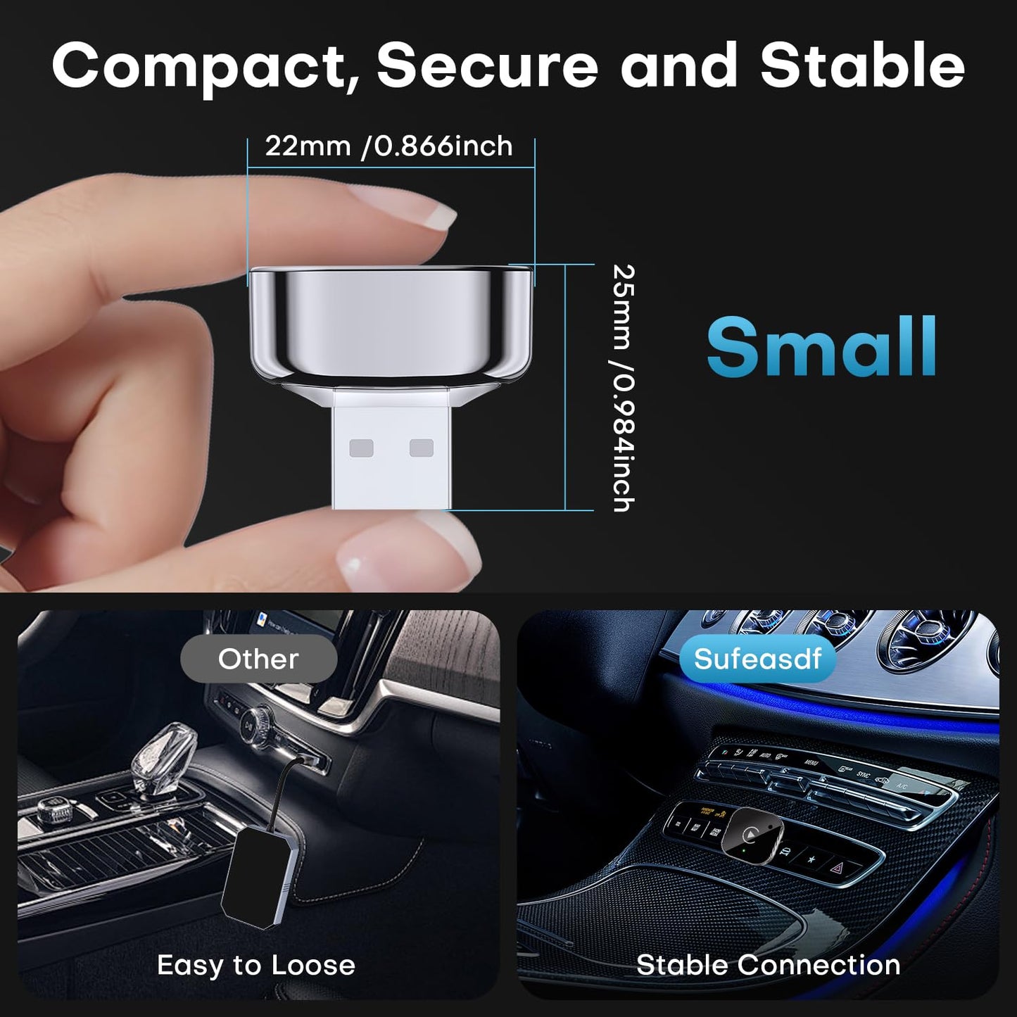 Adaptador Inalámbrico 2 en 1 para CarPlay y Android Auto (Negro)