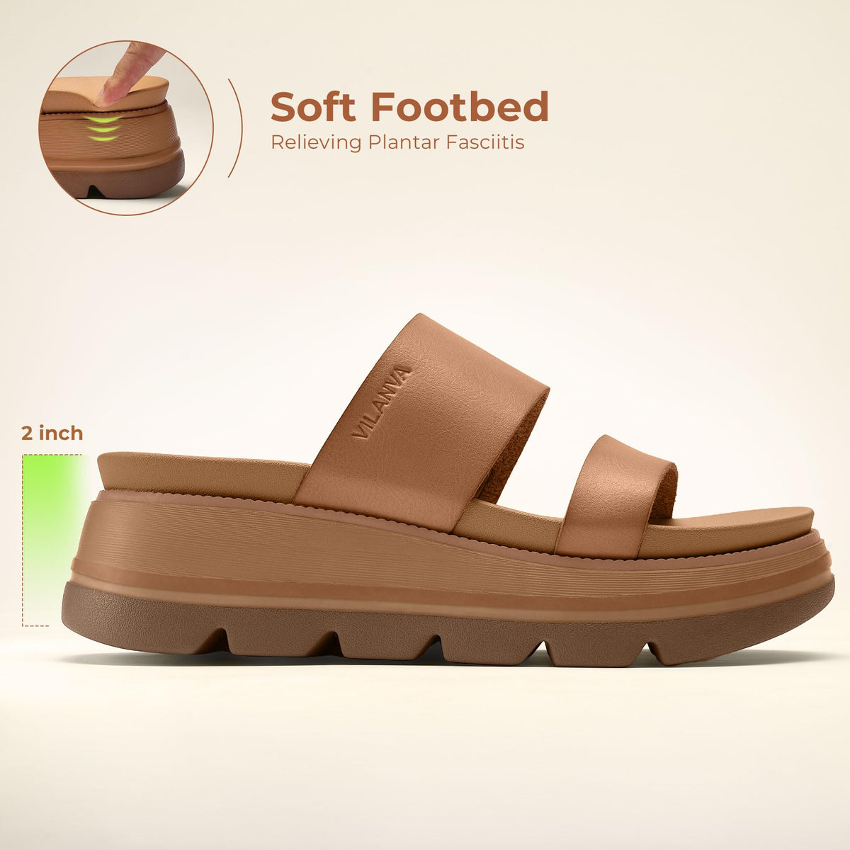 Vilanva Women's Platform Slip on Sandals Lightweight Comfortable Non-Slip Vacation Beach Chunky Slides Open Toe Wedges for 2026 Summer Trendy Outfits