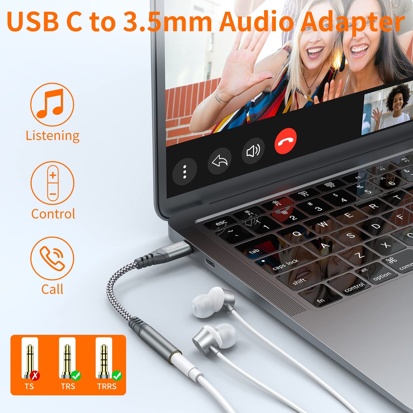 JXMOX Cable Adaptador de Audio Tipo C a Hembra de 3.5mm