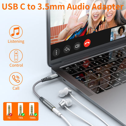 JXMOX Cable Adaptador de Audio Tipo C a Hembra de 3.5mm