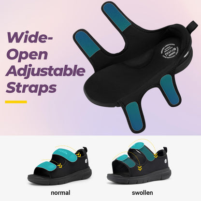 FitVille Sandalias para Diabéticos para Mujer (Negro / Talla 8W)