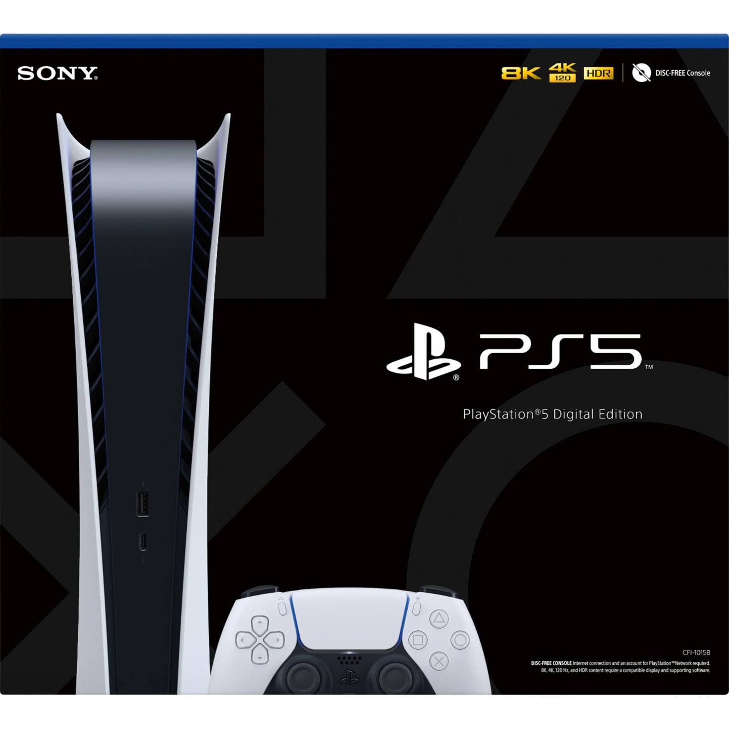 PS5 - Sony PlayStation 5 Digital Edition Gaming Console + Wireless Controller - 16GB GDDR6 RAM, 825GB SSD, 120Hz 8K Output, White