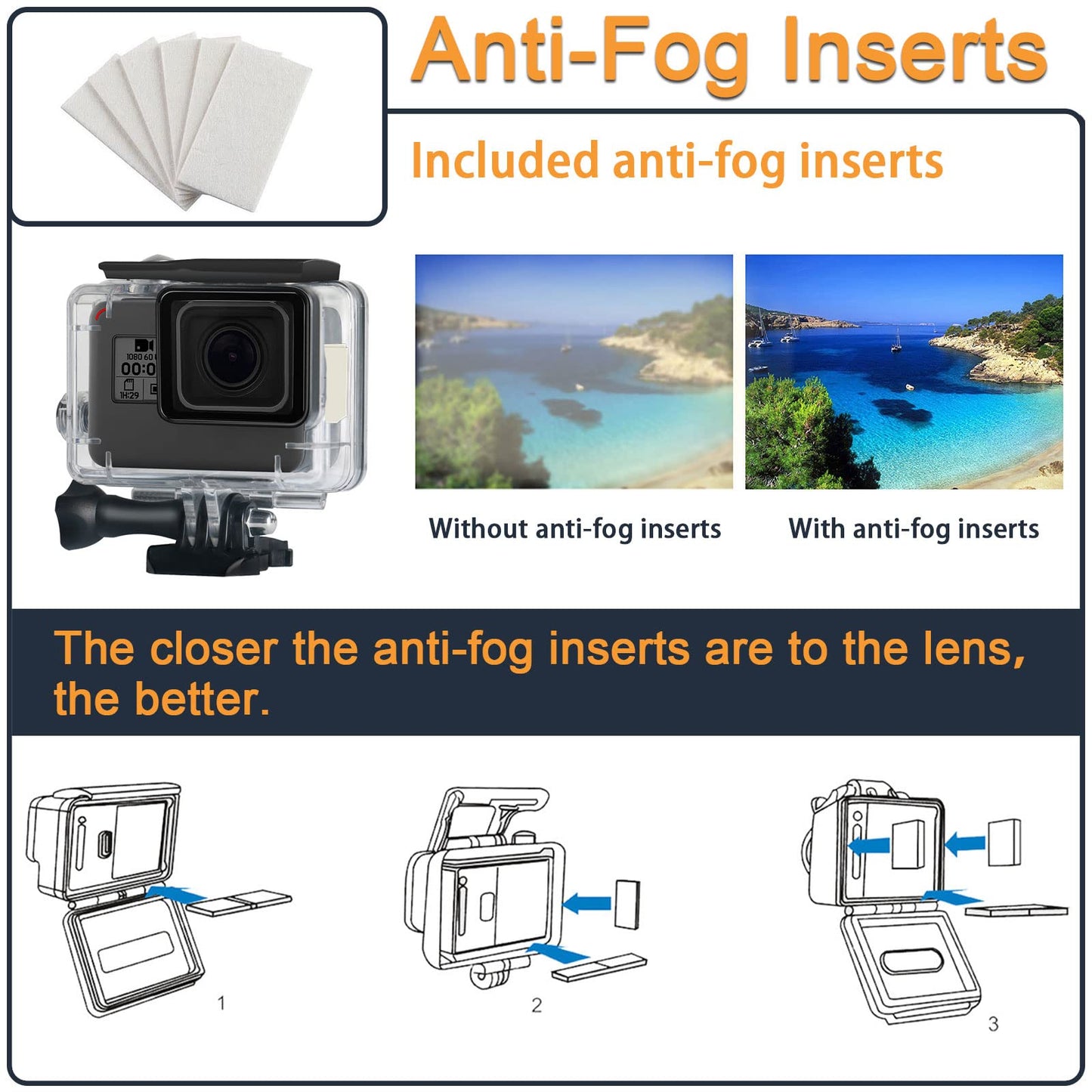 Waterproof Housing Case for GoPro Hero 5 6 7 Black, Protective Underwater Dive Shell with Bracket for Go Pro Hero5 6 Hero7 Black Action Camera Accessories Kit