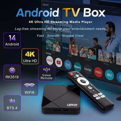 LEFFOT Dispositivo de Streaming TV Box Android 14.0 (16GB ROM / 2GB RAM)