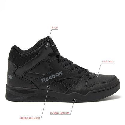 Reebok Royal BB4500 Hi2 High Top Sneakers for Men, Black or White Mens Basketball Shoes, Athletic Mens Shoes, Black/Alloy