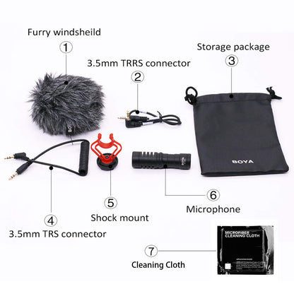 BOYA MM1 Universal Camera Microphone Super-Cardioid Shotgun Microphone with Shock Mount for Camera, Consumer, Camcorder iPhone, Android Smartphones