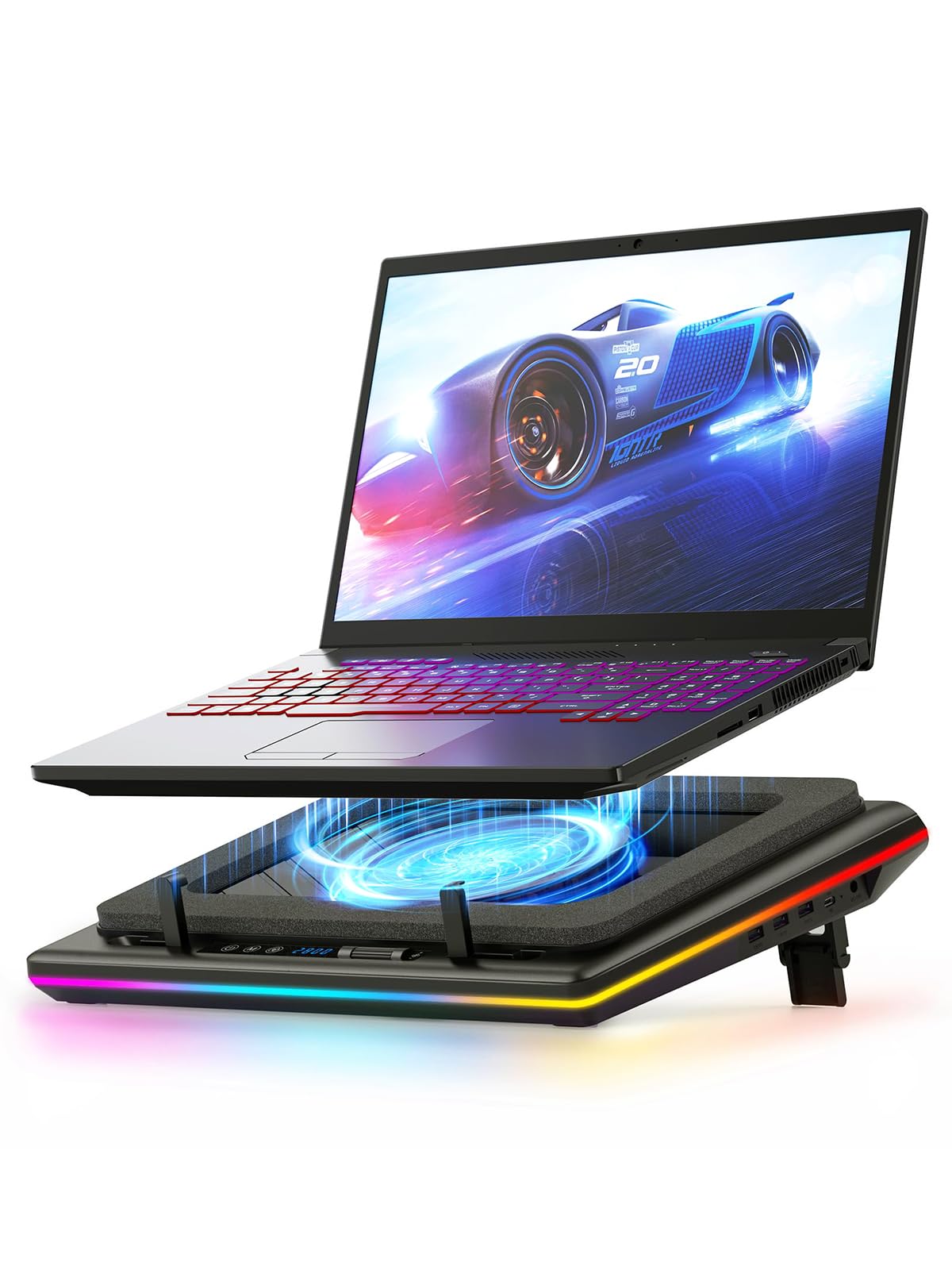 llano Almohadilla de Enfriamiento RGB para Laptop V12 (Negro)