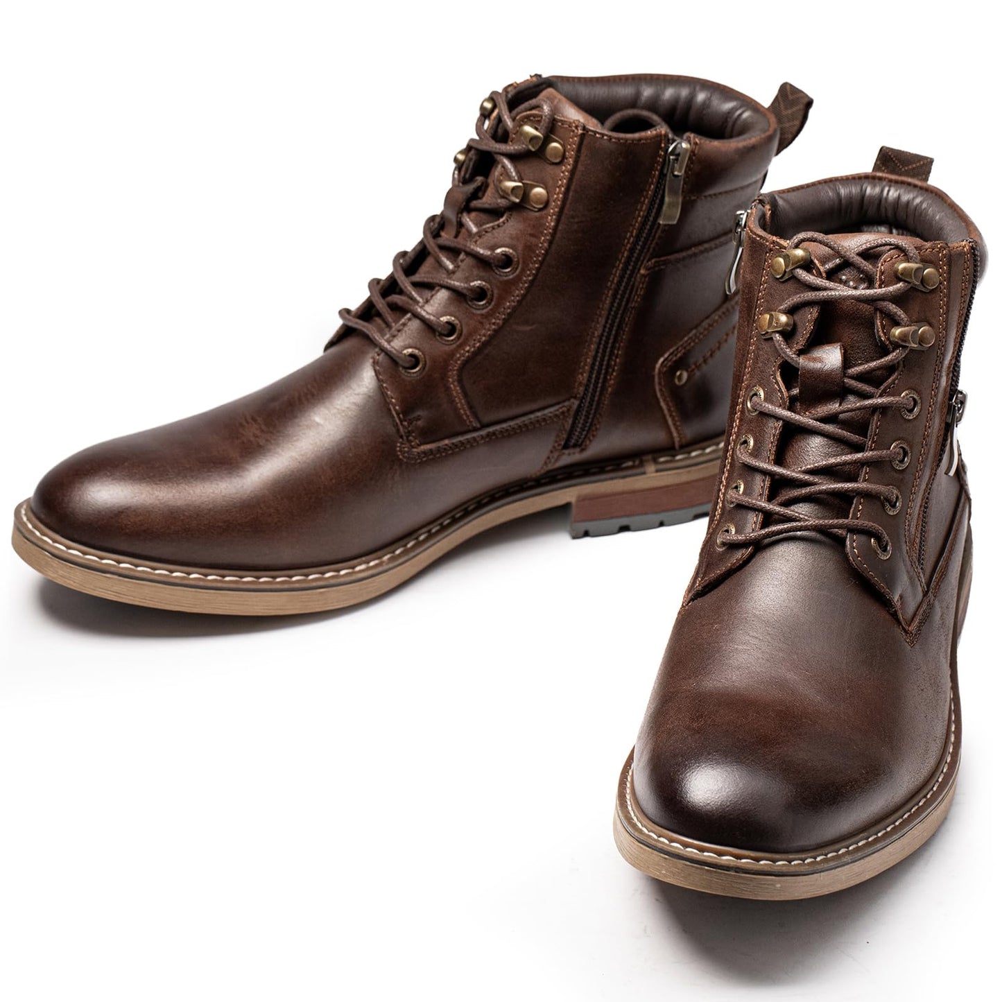 Arkbird Mens Boots Motorcycle Combat Boots Genuine Leather Dress Boot Casual Zipper Fashion Boots for Men