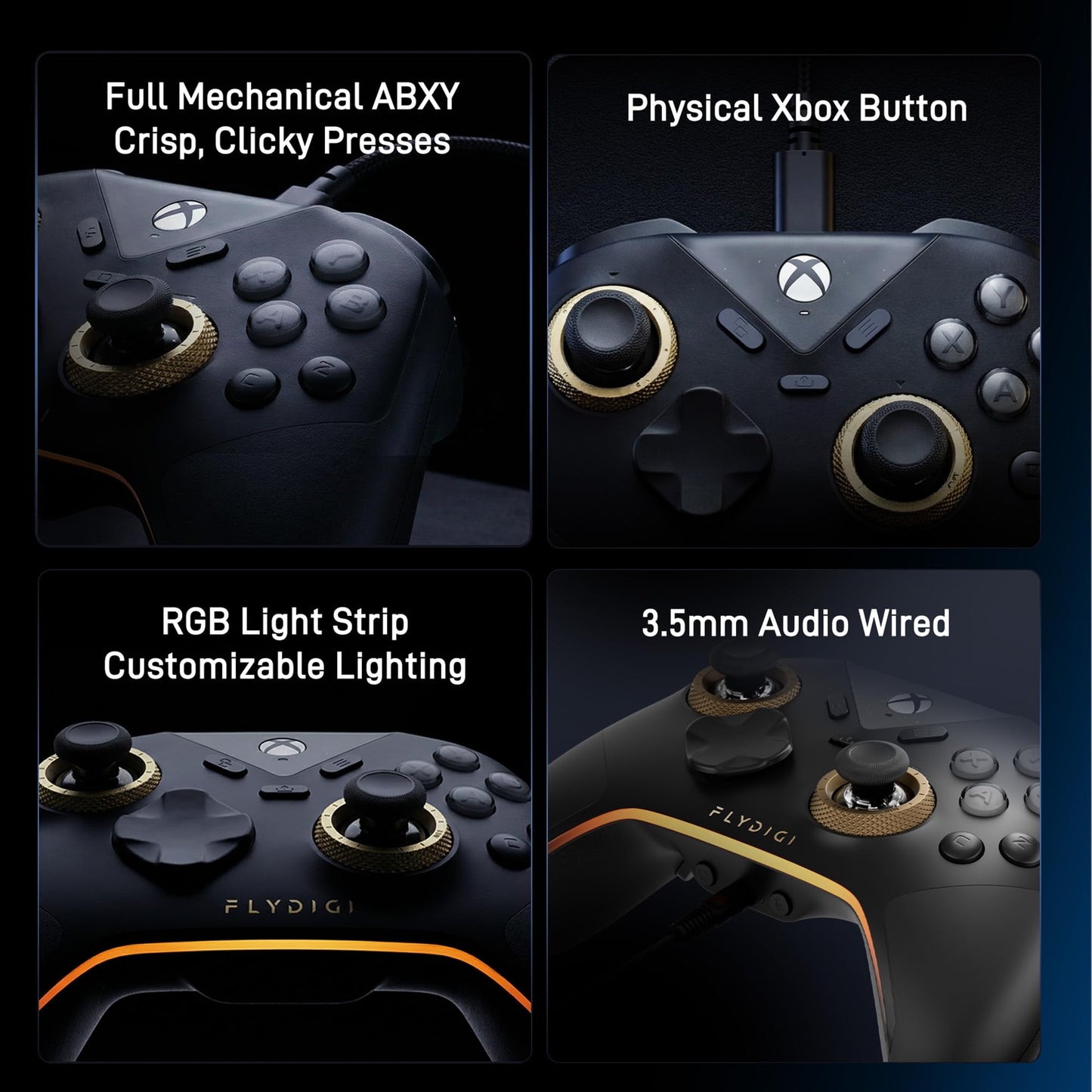 FLYDIGI VADER 5S Wired Controller for Xbox Series X|S, Xbox One, Windows 10/11, FORCEFLEX Adjustable Tension Joysticks, FORCESWITCH Triggers, 6 Remappable Buttons, 3.5mm Audio Jack
