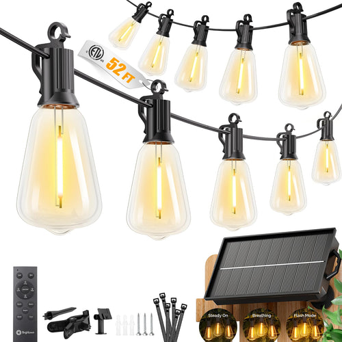 Brightown Guirnalda de Luces Solares 52FT (Exterior Impermeable / 15+1 LED)