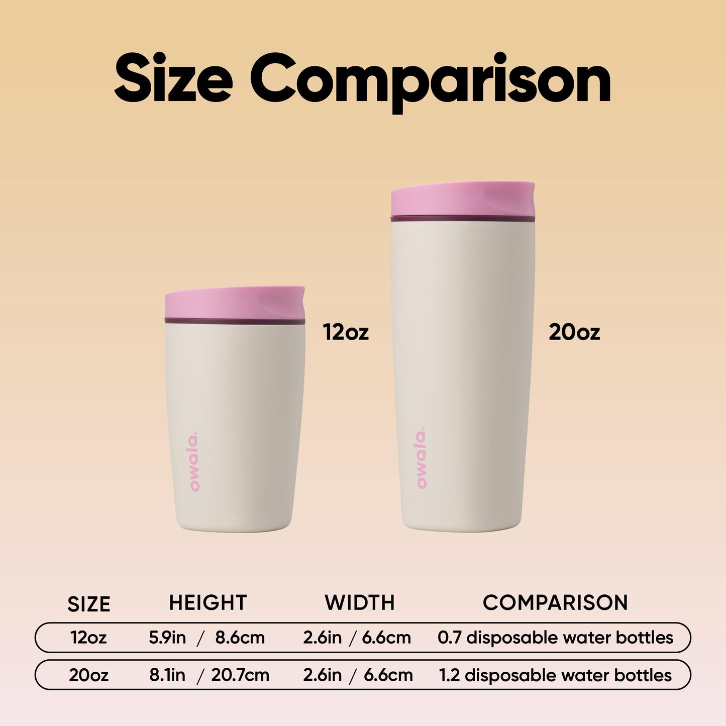 Owala Vaso Térmico de Acero Inoxidable SmoothSip Slider (12 oz / Rosa y Marrón Claro)