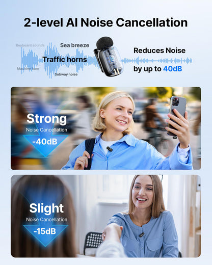 BOYA mini 2 Wireless Lavalier Microphones for iPhone 15/16/17 & Android, AI Noise Cancellation, App Control, 30H Battery Life with Charging Case, Lapel Microphone Wireless for Video Recording Vlogging
