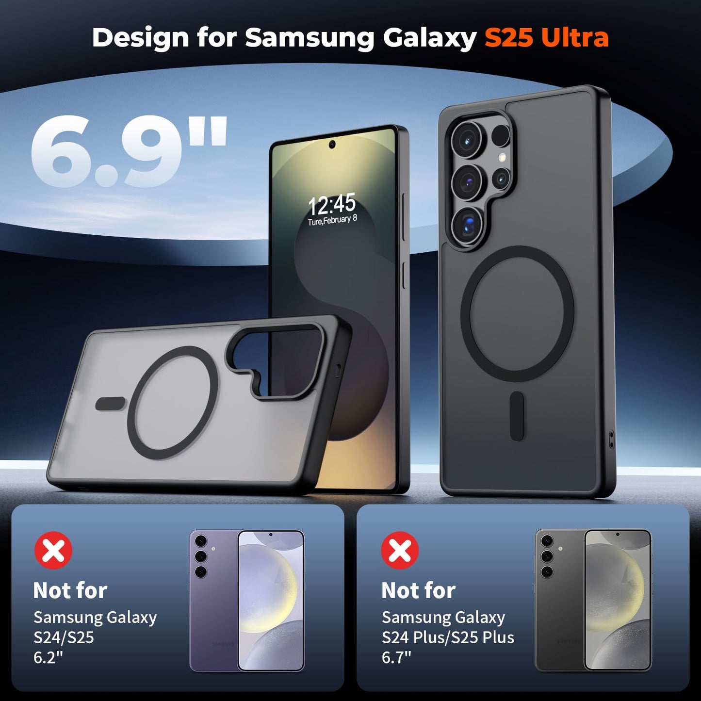 SUPFINE Funda Magnética para Samsung Galaxy S25 Ultra (Negro)