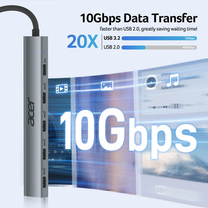 Acer Hub USB C Divisor de 10 Gbps (100W PD)
