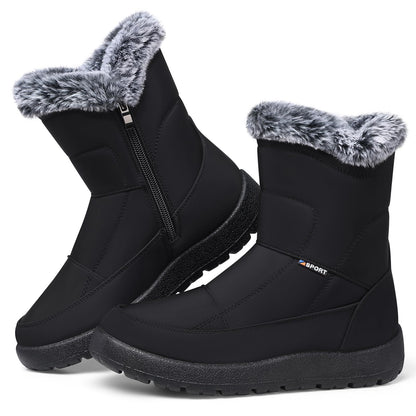 SHIBEVER Women's Snow Boots Winter: Waterproof Fur Lined Anti-Slip Ankle Booties Outdoor Comfortable Furry Women Snow Boot Black