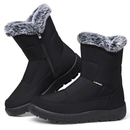 SHIBEVER Women's Snow Boots Winter: Waterproof Fur Lined Anti-Slip Ankle Booties Outdoor Comfortable Furry Women Snow Boot Black
