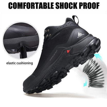 HUMTTO Men's All-Terrain Waterproof Hiking Boots Lightweight Breathable Outdoor Ankle Boots Trekking Hiking Shoes 8 Black
