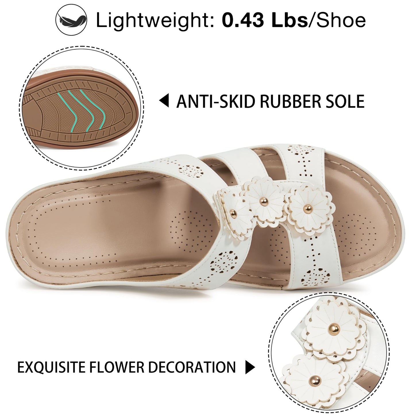 Ablanczoom Womens Sandals Wedge Shoes: Comfortable Dressy Open Toe Wedges Casual Slip On Summer Platform Sandal for Walking Outdoor
