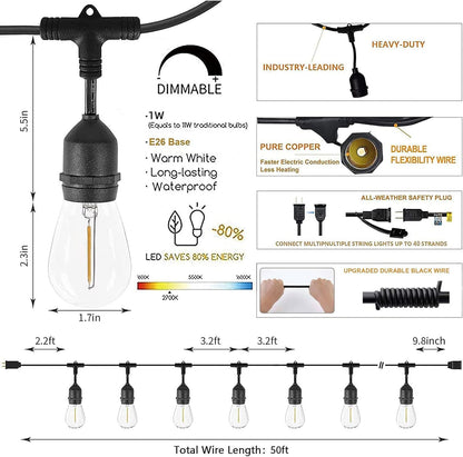 Svater Tira de Luces LED para Exterior (105FT / Blanco Cálido)