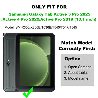 ZenRich Rugged Case for Galaxy Tab Active 5 Pro/Active 4 Pro 10.1-Inch, Full-Body Shockproof Protective Case with 360 Rotating Kickstand Hand Strap Shoulder Belt