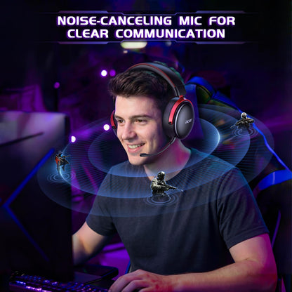 Acer 2.4GHz Wireless Gaming Headsets for PS5, PS4, PC, Switch, Tri-Mode Bluetooth Gaming Headset with Mic, Stereo Sound, 40+Hr Battery, 50mm Drivers - Black
