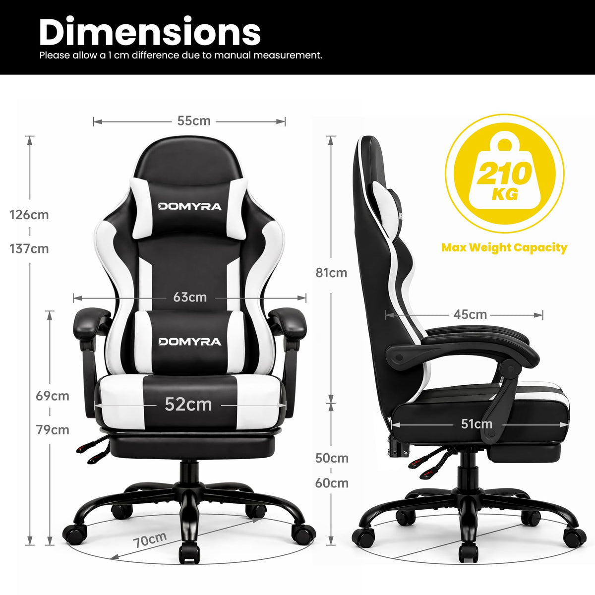 Silla Gamer Ergonómica para Adultos (Black)