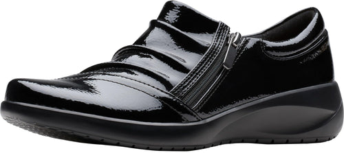 Clarks Women’s Kaetlyn Mila Leather Slip-On Loafers, Black Crinkle Patent Synthetic