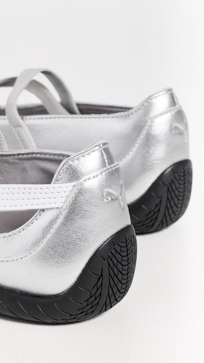 PUMA Women's Speedcat Ballet Metallic Sneakers, Puma Silver/Puma White